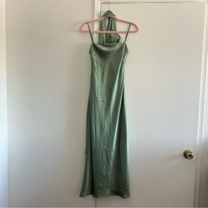 A&F Julia Strapless Scarf Elegant Maxi or Mid Dress
 Satin Green Strapless SP